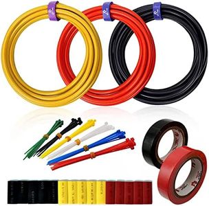 10AWG Soft Silicone Electric Wire Flexible Power Cable Routing 3 Colors x 13ft 1050 Strands 0.08mm Tinned Copper Wire Resistant to Heat and Cold Electrical Tape and Tooling Accessories Included