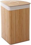 Sherwood 100% Natural Bamboo And Polyester Home Corner Folding Bamboo Laundry Hamper - Natural Brown - 35x35x60cm