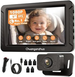S100C Car Camera for Baby USB Powered, Crystal Clear Auto IR Night Vision in Total Dark, Adjust Brightness & 1080P 5" IPS Monitor, 3X Zoom & 360° Rotating Backseat Camera for Rear or Forward-Facing