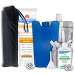 Seshlehem 8 Pack Jumbo Flask Set, 1675ml, Reusable, Leak Proof, Ice Pack, Umbrella, Suncream, Sanitizer, Silver, UK Brand