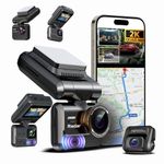 3 Channel Dash Cam Front Rear Inside, 4K/2K Dash Camera for Cars, 24H Radar Parking Mode,170° Wide Angle Camera for Car, Night Vision, G-Sensor, Built-in GPS WiFi, with CPL Filter and 128G Card(A7WB)