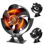 Xmasneed Log Burner Fan, 6 Blade Wood Stove Fan, Fireplace Fan with 180° Up and Down Rotation, Silent Motors, Push Horizontal Air Flow, Heat Powered Woodburner Fan for Wood/Log Burners/Gas/Pellet/Log