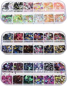 Create idea Paillettes à Ongles 3 Pack Nail Sequins Glitter Paillettes Set Assorties Ronds Mince Brillants Foils Flocons Art Décoration