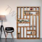 TWOBROS Urbane Crafts Solid Mango Wood Modern Display Book Rack for Home Office Use | Book Shelves Open Bookcase Showcase Stand | Display Unit Bookshelf for Home Library