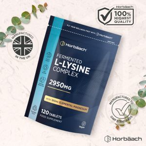 Horbaach L-Lysine 2000mg Tablets – 180 Count Amino Acid Supplement