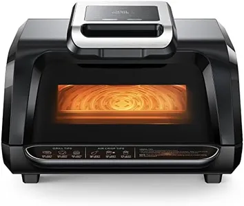 Indoor Grill Smokeless, Air Fryer Grill Combo with Adjustable Temperature to 450°F, Electric Grill with Viewing Window, Removable Nonstick Grate, Fast and Even Heating, 4Qt for Family, with Tongs