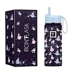 IRON °FLASK Kids Water Bottle - 18 Oz, Straw Lid, 20 Name Stickers, Vacuum Insulated Stainless Steel, Double Walled Tumbler Travel Cup, Thermo Mug - Valentines Day Gifts - Space Heroes