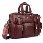 HAMMONDS FLYCATCHER Genuine Leather Office Bag for Men with Adjustable Shoulder Strap - 15.6 Inch Laptop Bag for Men - Water Resistant, Leather Bag for Men, 1 Year Warranty - Brown