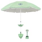 Anchor Works All-In-One Classic Beach Umbrella System - Secure & Wind-Resistant with Heavy-Duty Patented AnchorONE Sand Anchor, 7ft UPF 50+ Umbrella, Convenience Tray, Sand Spade & Carry Bag - ASTM