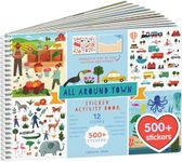 Sticker Book for Kids 2-4, 500+ Kids Stickers, All Around Town by Cupkin, 12 Coloring Pages, 12 Side by Side Scenes, Fun Toddler Travel Activity Coloring and Sticker Books for Ages 4-8 + 8-10