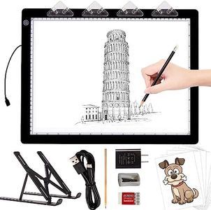 TOHETO A3 Light Pad with Foldable Stand, UL Certified Adapter, 8000 Lux Super Bright Ultra Thin Pad for Cricut Weeding Vinyl, Artist Drawing Light Box/Board/Table for Tracing, Sketching - Black