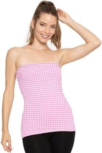 Women's Cotton Tube Top Pink Gingham 2X