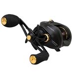 Quantum Smoke HD Baitcast Fishing Reel, Size 200 Reel, Left-Hand Retrieve, Continuous Anti-Reverse Clutch, Large EVA Handle Knobs, 6.6:1 Gear Ratio, Black