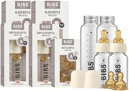 Bibs Glass Bottle Starter Kit - 4 Bottles, 110ml and 225ml | Anti-Colic Design, Vented Nipple, Breast-Like Transition | Lab-Grade Borosilicate Glass, Starter Kit, Ivory