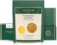 VAHDAM, Turmeric Ginger Herbal Tea (50+ Cups, 3.53 oz) Caffeine Free, Non GMO, Gluten Free | 100% Pure Herbal Blend - Savory & Spicy | Vacuum Sealed | Direct from Source