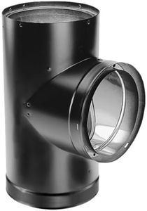 DuraVent 6DVL-T 7 Inch Diameter Stainless Steel Double Wall Wood Burning Stove Tee with Cleanout Cap Pipe Connector, Black