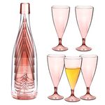 5 Pcs Stackable Champagne Glasses Set,Reusable Unbreakable Wine Flutes with Bottle Container,Shatterproof Elegant Transparent Stemmed Goblet Barware,Perfect for Party,Wedding,Birthday