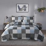 Bedspread Set King Size Quilt Set Bedding Reversible Quilt Bedspread Plaid Patchwork Bedding Mens Quilts Bedspread Coverlet Lightweight Quilt Modern Home Collection Black White Stripe Plaid Quilt