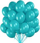 Prextex 75 Emerald Green Party Balloons 12 Inch Emerald Balloons with Matching Color Ribbon for Themed Party Decoration, Weddings, Baby Shower, Birthday Parties Supplies or Arch Décor - Helium Quality