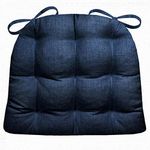 Barnett Home Decor Rave Indigo Blue Dining Chair Pad with Ties - Size Medium - Indoor - Outdoor Fade Resistant Water Repellant - Latex Foam Patio Cushion - Solid Color Navy