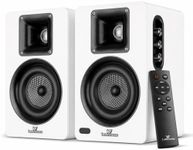 LARKSOUND Active Bookshelf Speakers for Turntable, Powered PC Desktop & TV Audio, Aluminum Horn Tweeter, 4" Woven Glass Fiber Woofer, Built-in Amp, BT/Opt/ARC/AUX/USB, White