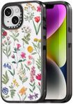 Rosarnnah Compatible for iPhone 14 Case Cute Aesthetic - Durable Shockproof 6.6 ft Drop Impact Phone Case Cover with Funny Fashion Nature Flower 6.1" Black