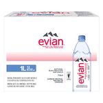 evian natural spring water, 1 L Bottles, 12 Pack