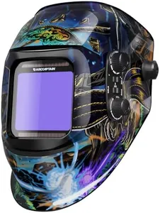 ARCCAPTAIN Auto Darkening Welding Helmet, 3.94"X3.66" Large Viewing Screen True Color Welding Hood with 4 Arc Sensor Solar Powered, Wide Shade 4-5/5-9/9-13 Welding Mask (Godzilla)