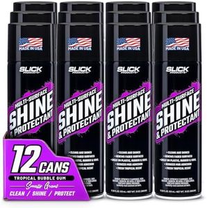 Slick Products Shine & Protectant, Long-Lasting High-Gloss Clear Coat Spray, Renew, Shine, and Protect Plastic, Vinyl, Rubber, Trim, and More (12-Pack)