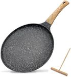 ycxmjyr Crepe Pan with Spreader 11 Inch Dosa Tawa for Roti Indian Nonstick Chapati Pan Gray