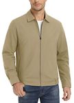 MAGCOMSEN Men's Zipper Collar Jackets Lightweight Spring Jacket Windbreaker Fall Jackets Wrinkle Resistant Trucker Jacket Khaki M