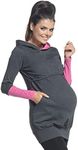 Zeta Ville - Womens breastfeeding top sweatshirt hoodie - nursing panel - 137c (Graphite, 16, 2XL)