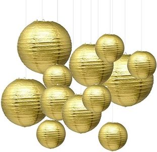 Sonnis Gold Round Paper Lanterns 12inch 10inch 8inch Size for Birthday Wedding Christmas Party Decorations (1-Pack of 12)