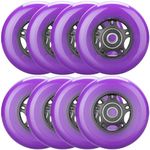 WHEELCOME Inline Skate Wheels Outdoor & Indoor Blade Roller Skate Wheels 85a Roller Hockey Wheels w/Bearings ABEC-9 for Scooter Luggage Repair, 64mm 70mm 72mm 76mm 80mm Dia, 8-Pack (Purple, 72mm)