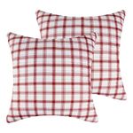 Levtex Home - Pine & Plaid - Euro Sham Set of 2 - Plaid - Red and White - (26x26in.), No Insert - Reversible - Polyester