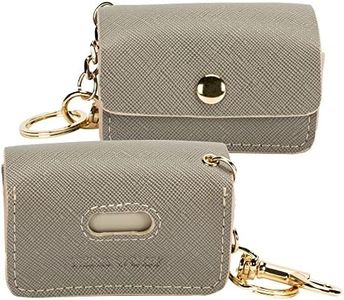 Nina Woof Leather Poop Bag Holder Dispenser - Versatile Vegan Leather Waste Bag Holder for Dog Poop, Accessories & Leash, Pet Waste, Trash, Litter, Pet Diaper & Poop Bags Small Pouch Holder (Grey)