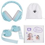 Baby Ear Muffs Noise Protection, 2-in-1 Baby Headphones for Noise, Adjustable Baby Headphones with Stretchy Band, Kids Noise Cancelling Headphones up to 4 Years, Toddler Airplane Essentials, Blue