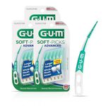 GUM Soft-Picks Advanced, Easy to Use Dental Picks for Teeth Cleaning Health, Disposable Interdental Brushes with Convenient Carry Case, Dentist Recommended Dental Picks, 90ct (3pk)