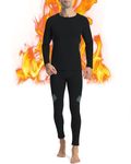 Runhit Thermal Underwear for Men: Long Johns Underwear Set Lightweight Base Layer Thermal Shirts Pants Skiing Hiking Black-Green Large