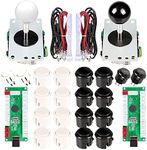EG STARTS Arcade DIY Kits Controller USB Encoder To PC Games 8 Way Stick + 4x 24mm + 16x 30mm Push Buttons For Arcade Cabinet Joystick Mame Raspberry Pi 1 2 3 KOF Parts White/Black