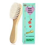 Molylove Baby Hair Brush with Wooden Handle and Super Soft Goat Bristles for Newborns, Infant, Toddlers, Kids