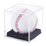 Bylion Baseball Display Case-UV Protected Acrylic Clear Cube Storage Baseball Display Holder Square Clear Box Memorabilia Display Baseball Autograph Display Case (1 Pack)