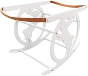 MYBASSINET Moses Basket Rocker Stand Antique White Stand for Baby Infants Durable and Sturdy Natural Wood Rocking Feature Modern Design Safe and Secure Fits Moses Baskets 32.5X16.5X14 Inch