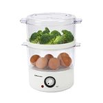 EMtronics 2-Tier Food, Meat & Vegetable Steamer with 60 Minute Timer, 4 litres - White