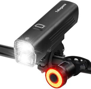 Tellegante Lampe Velo 2 LED Ultra Puissantes 6000mAh Eclairage Velo Rechargeable USB C, Feu Arrière Vélo Intelligent, IPX6 Étanche Lumière Vélo Avant et Arrière en Aluminium pour VTT Course Cycliste