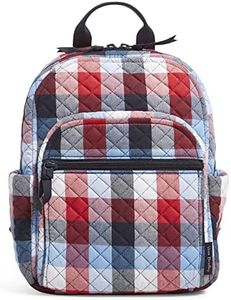 Vera Bradley Women's Cotton Small Backpack Bookbag, Patriotic Plaid, One Size