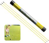 FINGER TEN Golf Alignment Sticks Rods Swing Trainer Tools 48 Inch 2 Or 3 Pack, Fits in Golf Bag Tour Stickers Practice Training Aid (3 Pack Faint Yellow)