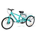 PEXMOR Mountain Adult Tricycle 7-Speed, 3 Wheel Bikes Tricycle for Adults w/Large Basket & Disc Brake, 24/26 Inch Adult Trike Cruiser Bike for Women/Men/Seniors Shopping/Recreation/Picnic