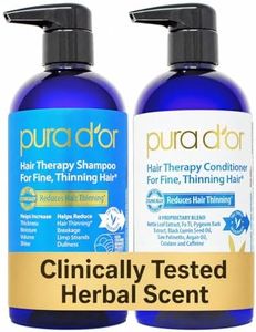 PURA D'OR Hair Thinning Therapy Biotin Shampoo and Conditioner Set, CLINICALLY TESTED Proven Results, DHT Blocker Hair Thickening Products For Women & Men, Natural Routine Shampoo, Color Safe, 16oz x2