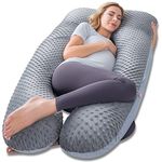 Meiz Pregnancy Pillows for Sleeping, Pregnancy Pillow Cooling, Maternity Pillow for Pregnant Women with Cooling Jersey & Velvet Cover, Grey & Blue